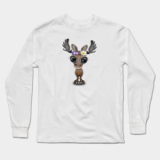 Cute Baby Moose Hippie Long Sleeve T-Shirt